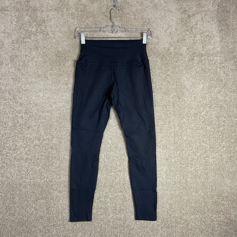 American Giant Crop Power Leggings Womens Size 4 Black Performance Side Pocket - Picture 2 of 11